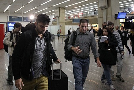 The Brazilian David Miranda, boyfriend of the journalist Glenn Greenwald landed at Tom Jobim International Airport, Rio de Janeiro.