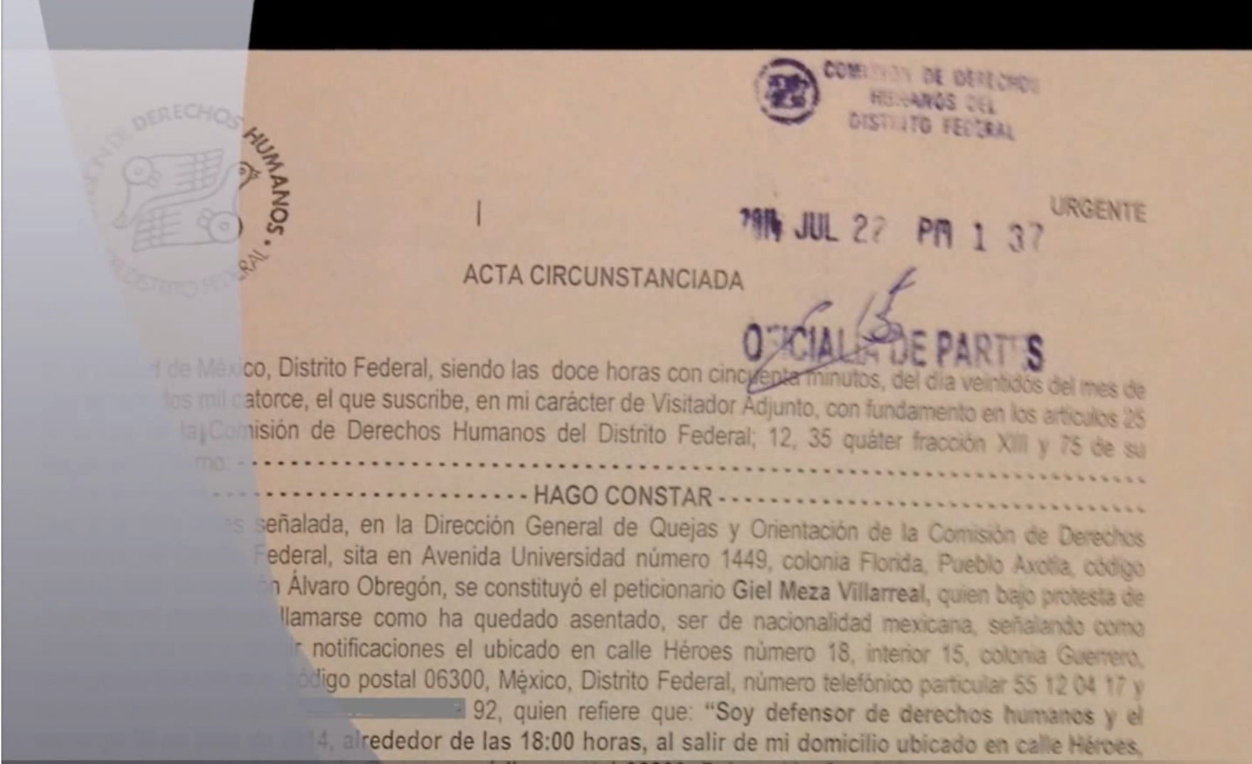 Activista Giel Meza detenido arbitrariamente por el caso Wallace