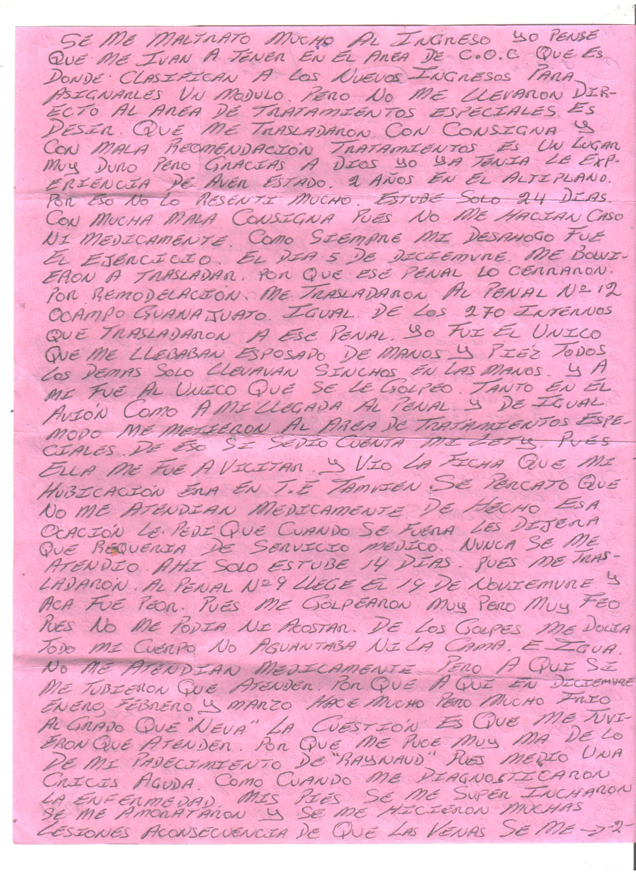 2ª hoja de la carta manuscrita de César FREYRE MORALES