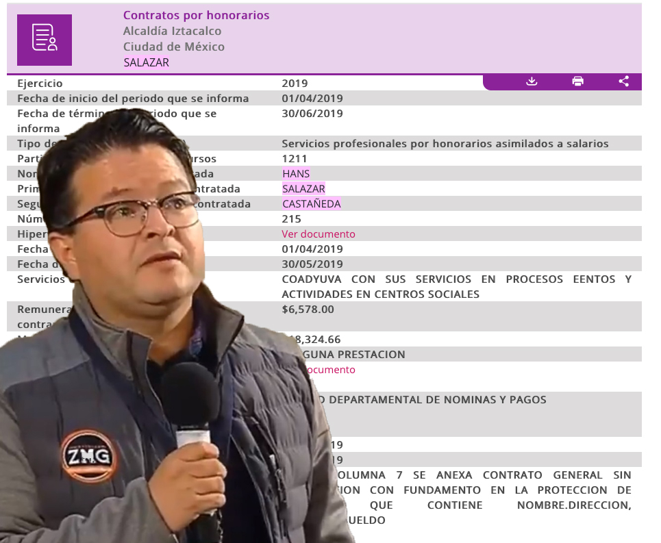 Periodista Hans Salazar, aviador en la nómina de Iztacalco y coordinador de MORENA en Tláhuac
