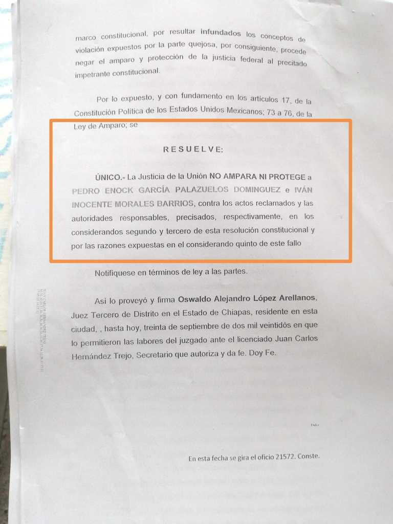 Juez niega amparo a exsecretario de Seguridad Pública de Tapachula acusado de tortura y abuso contra indígenas de Pavencul