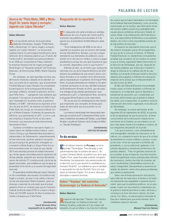 carta al director de Proceso por Manuel Guerrero