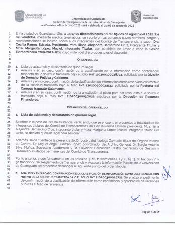 informaci&oacute;n reservada Universidad de Guanajuato