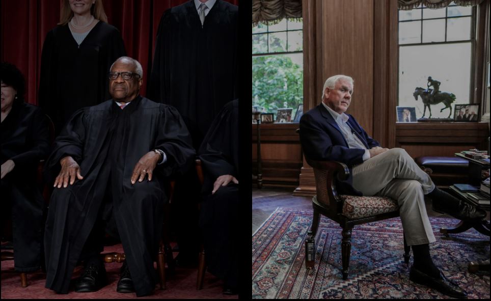 El ministro de la Suprema Corte de EEUU Clarence Thomas y el multimillonario