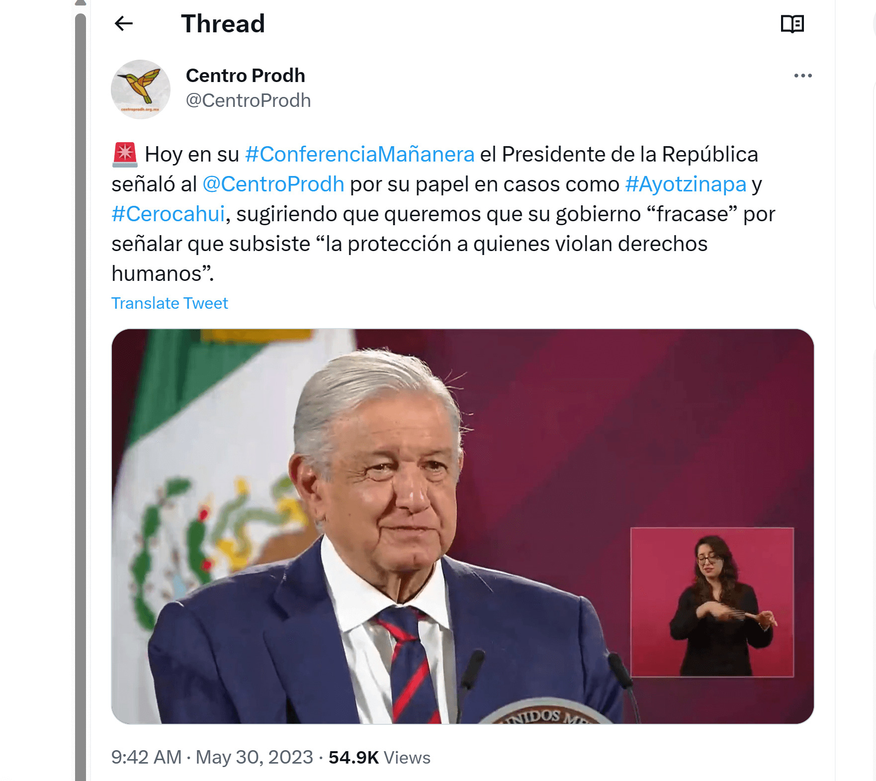 Centro Prodh, blanco de ataques del presidente López Obrador