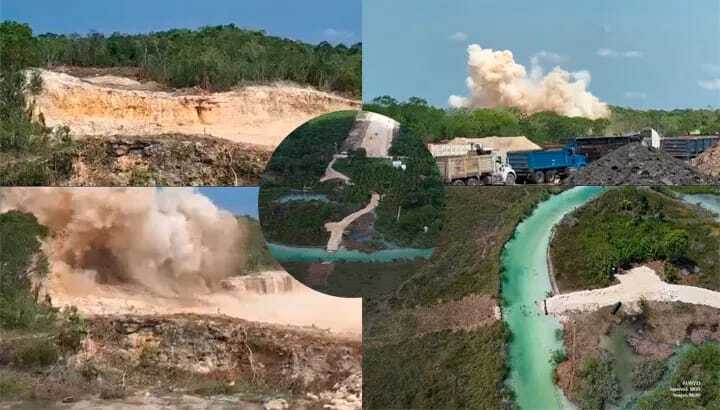 Por Tren Maya, dinamitan paraje y bloquean Estero de Chac 