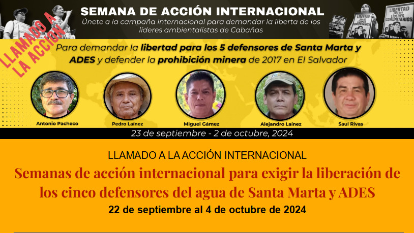 Alerta internacional por juicio a defensores ambientales en El Salvador