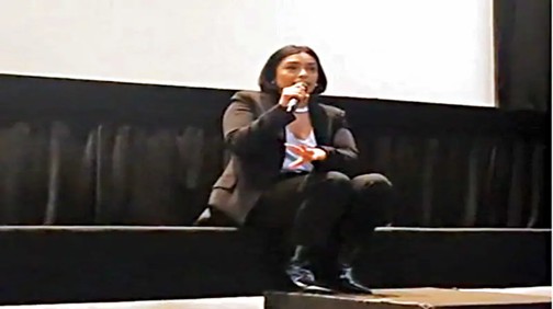 Adriana Paz en un rueda de prensa en la Cineteca Cineteca Nacional, el 14 de enero, en la que el director canceló su asistencia. Foto: red