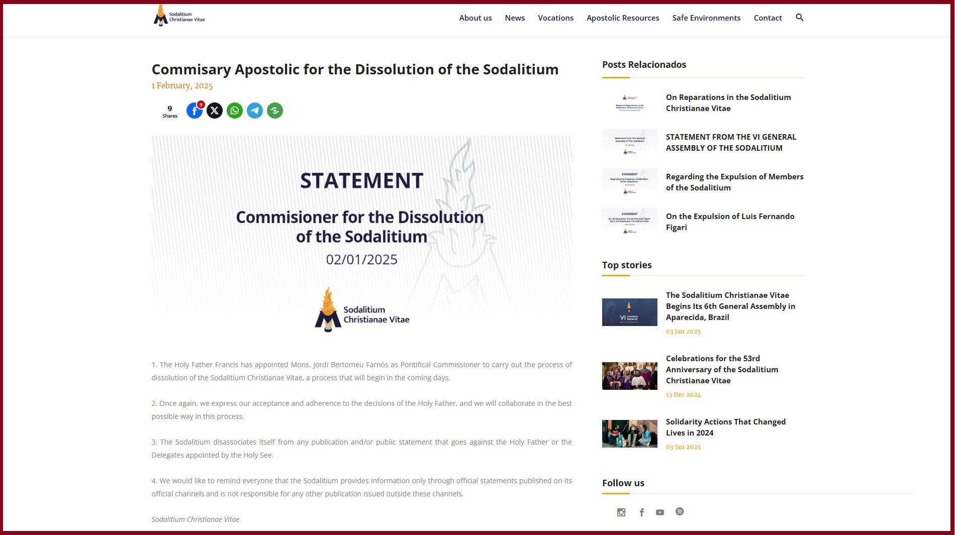 Screenshot from the Sodalitium website.