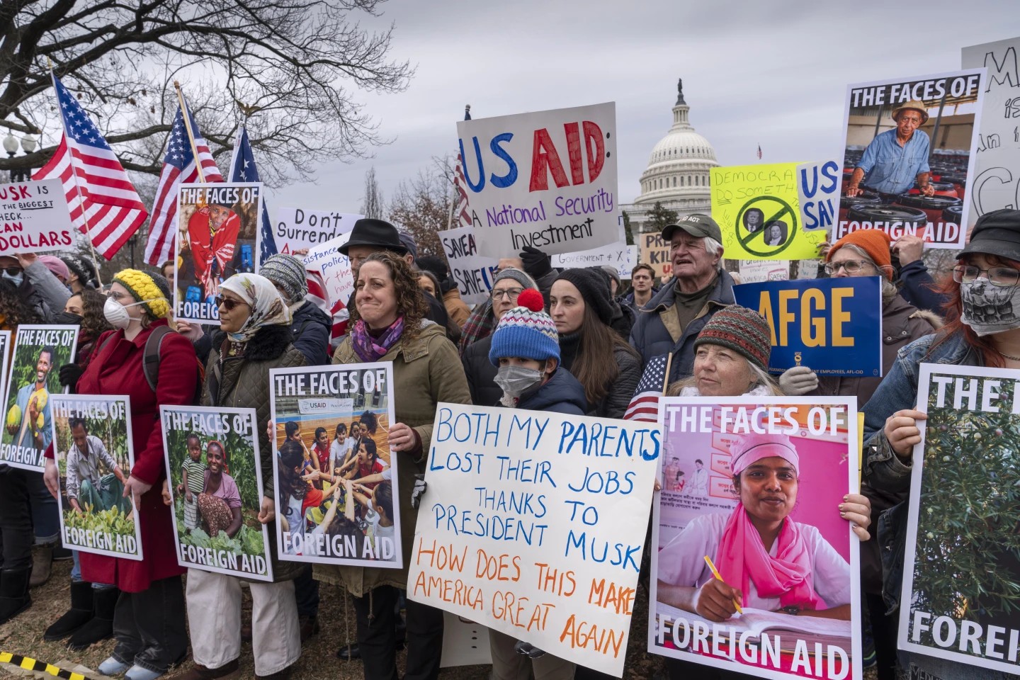 Una de las manifestaciones en Capitol Hill el 5 de febrero de 2025. Foto: J. Scott Applewhite