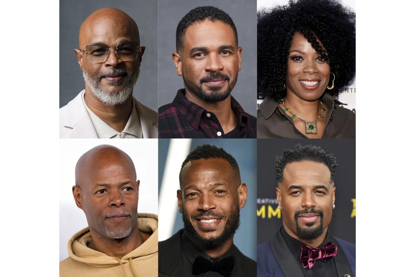 Miembros de la Familia Wayans, de izq. superior Damon Sr., Damon Jr., Keenan Ivory, Marlon y Shawn.