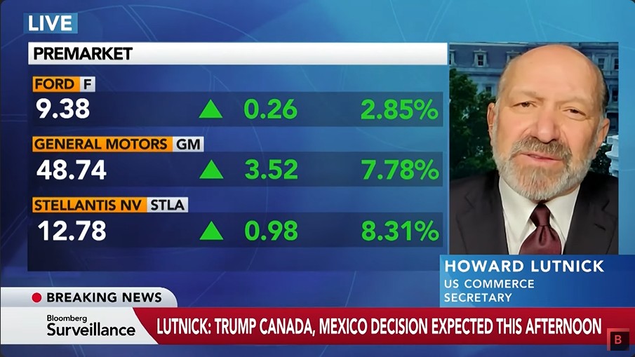 Captura de pantalla de la entrevista de Lutnick con Bloomberg.