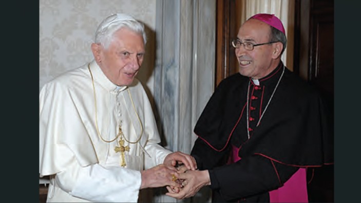 Benedict XVI and Velasio de Paolis, a key player in the probe on Maciel's abuse at the Legion of Christ, 2010.