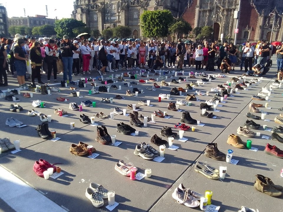 Aspecto de uno de los actos de solidaridad con los desaparecidos realizados en la Ciudad de México recientemente. Foto de la cuenta de Facebook de Huellas de la Memoria.