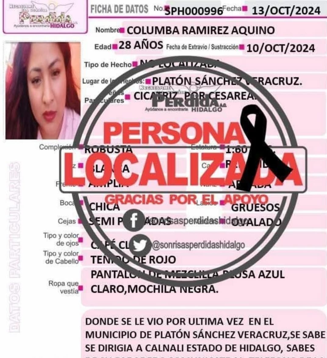 En Hidalgo identifican cadáver de mujer desaparecida desde octubre