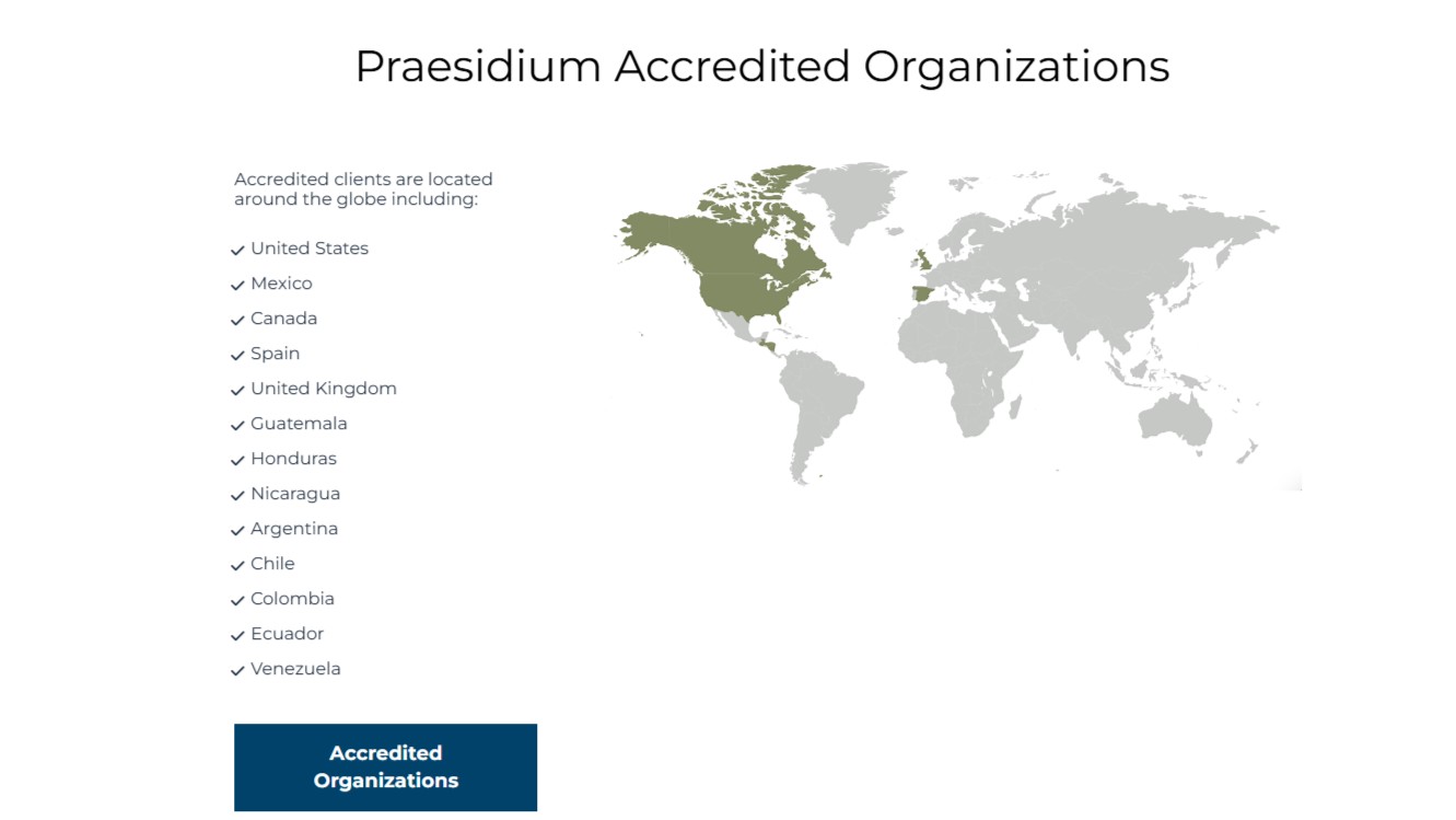 Some of the countries where Praesidium Group offers accreditations to prevent clergy sexual abuse. From their website.