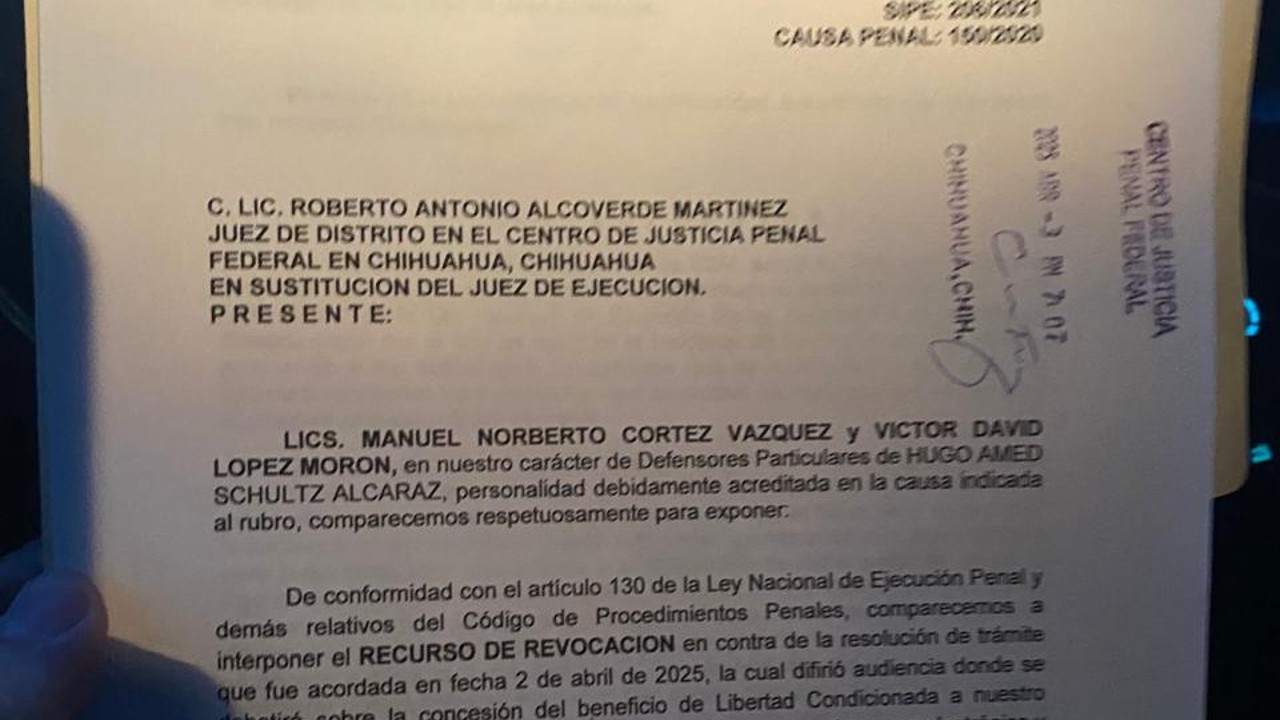 Abogados de Hugo Amed Schultz presentan recurso de revocación