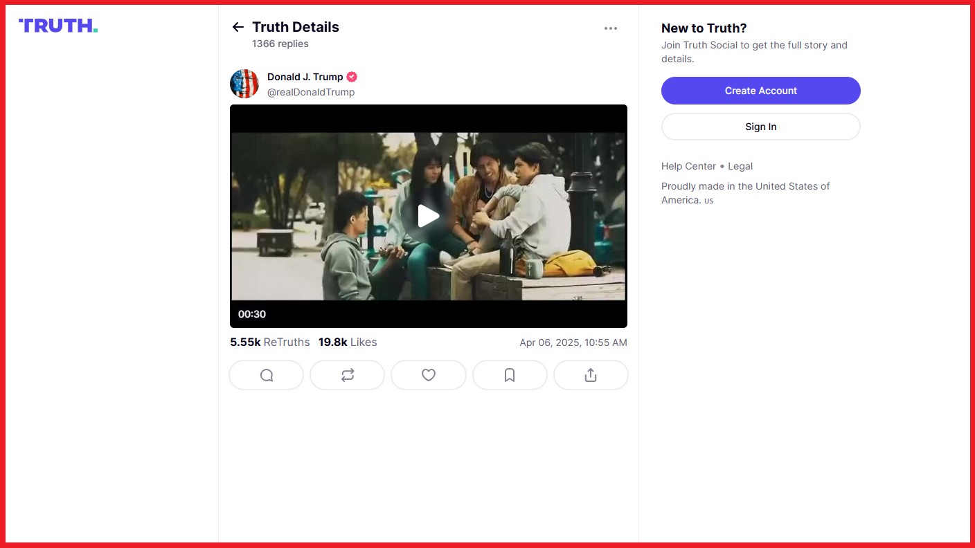 Captura de pantalla de las redes sociales de Donald Trump. Captura de pantalla de las redes sociales de Donald Trump.