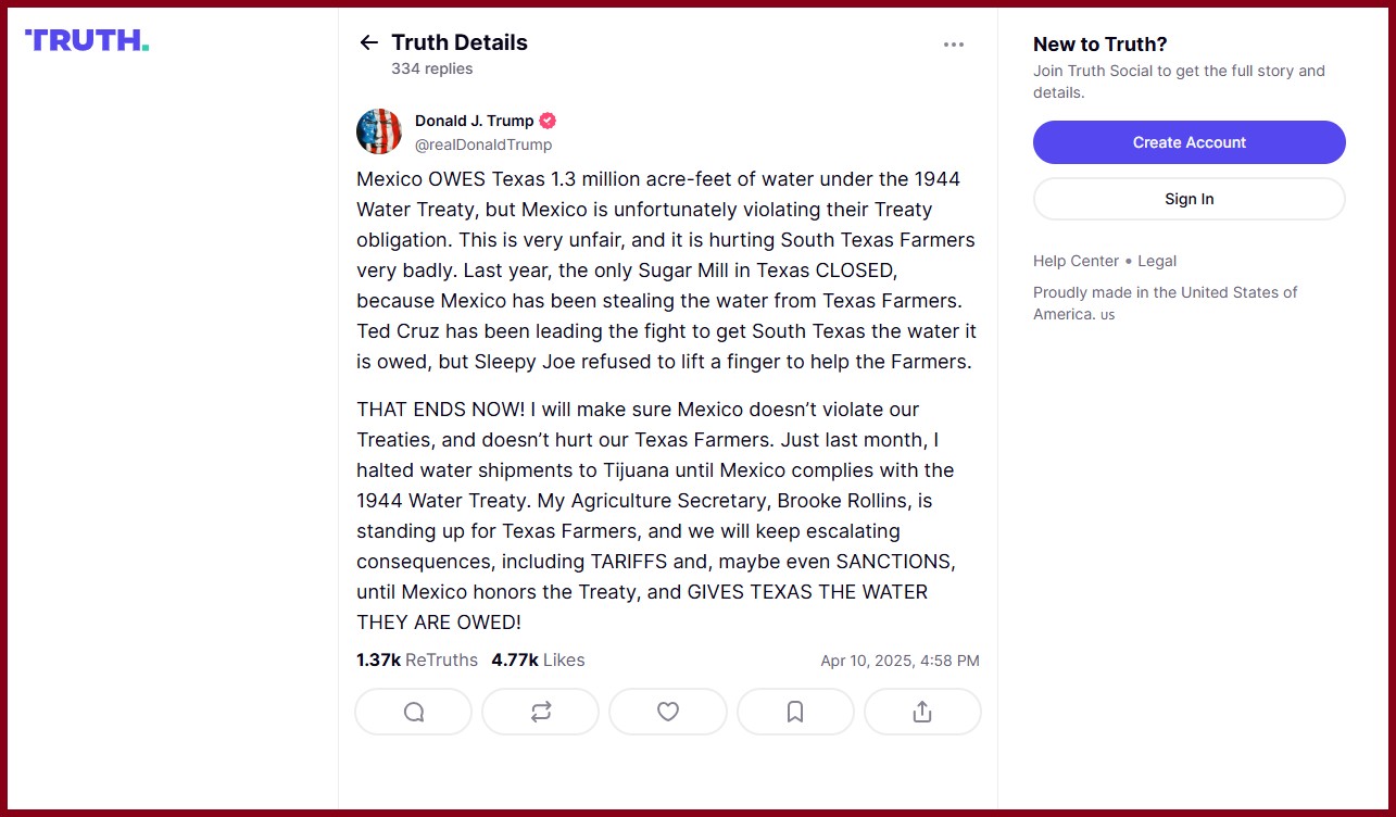 Mensaje de Donald Trump del 10 de abril de 2025. Mensaje de Donald Trump del 10 de abril de 2025.