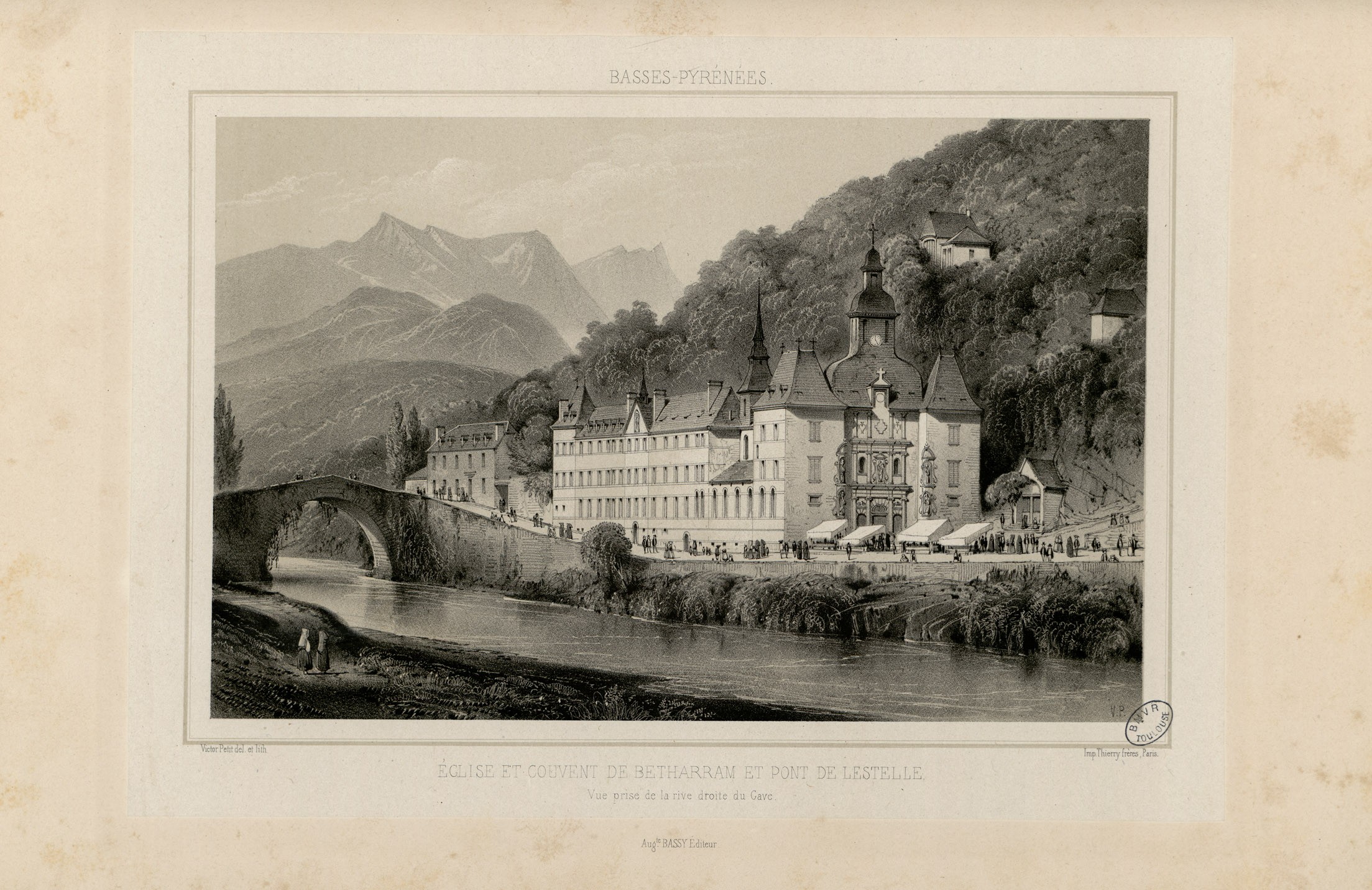 Litografía del siglo XIX con el edificio principal de Bétharram.