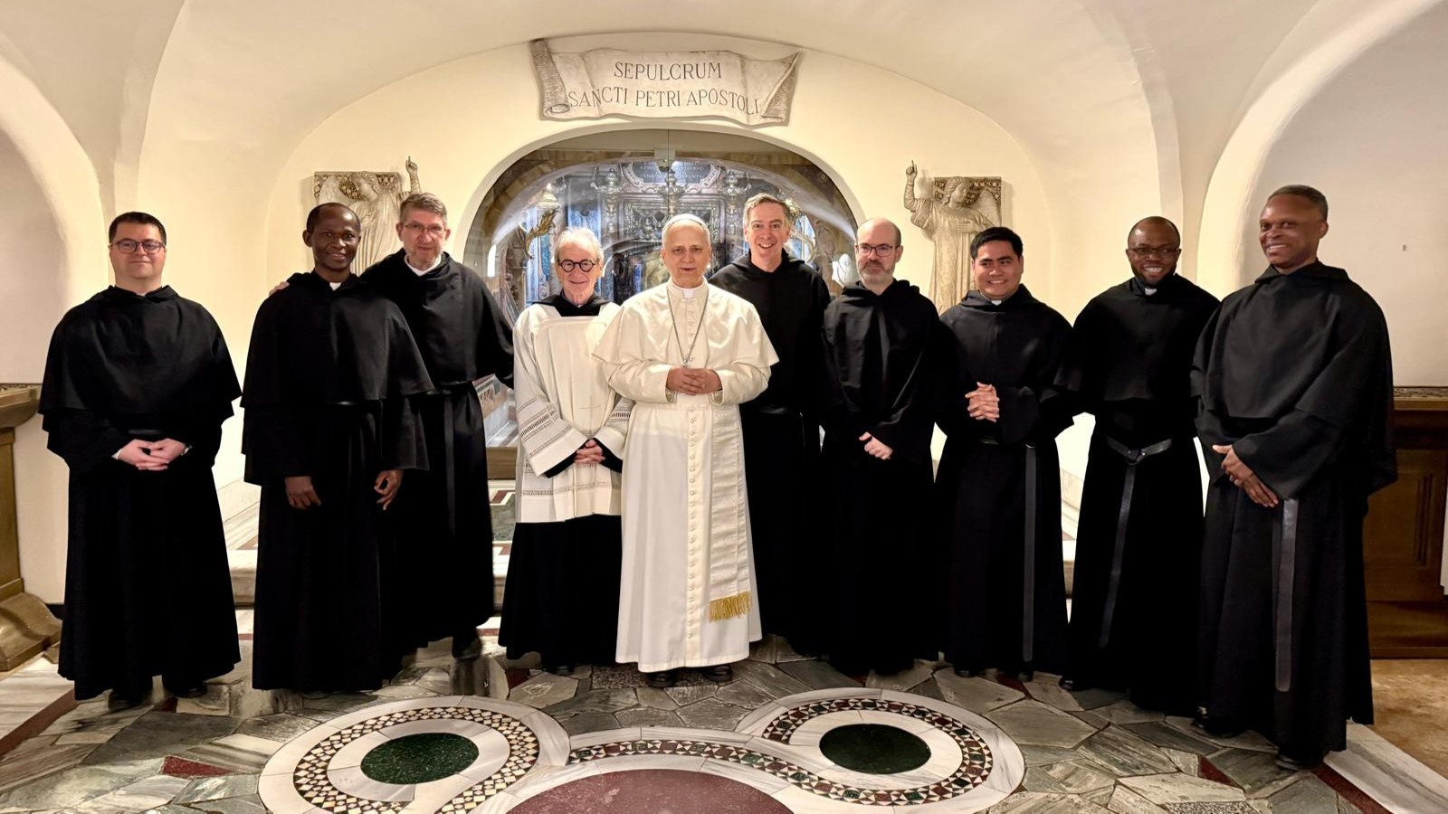 Pope Leo XIV and friars of the Augustian order at Saint Peter's, May 15th, 2025. Social media of the Augustian order.
