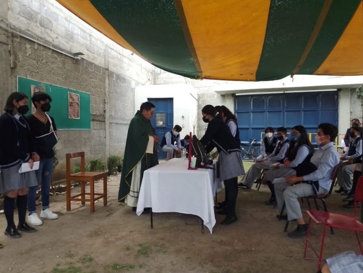 During the pandemic, at the same school in Tlaxcala, Mexico, 2021.