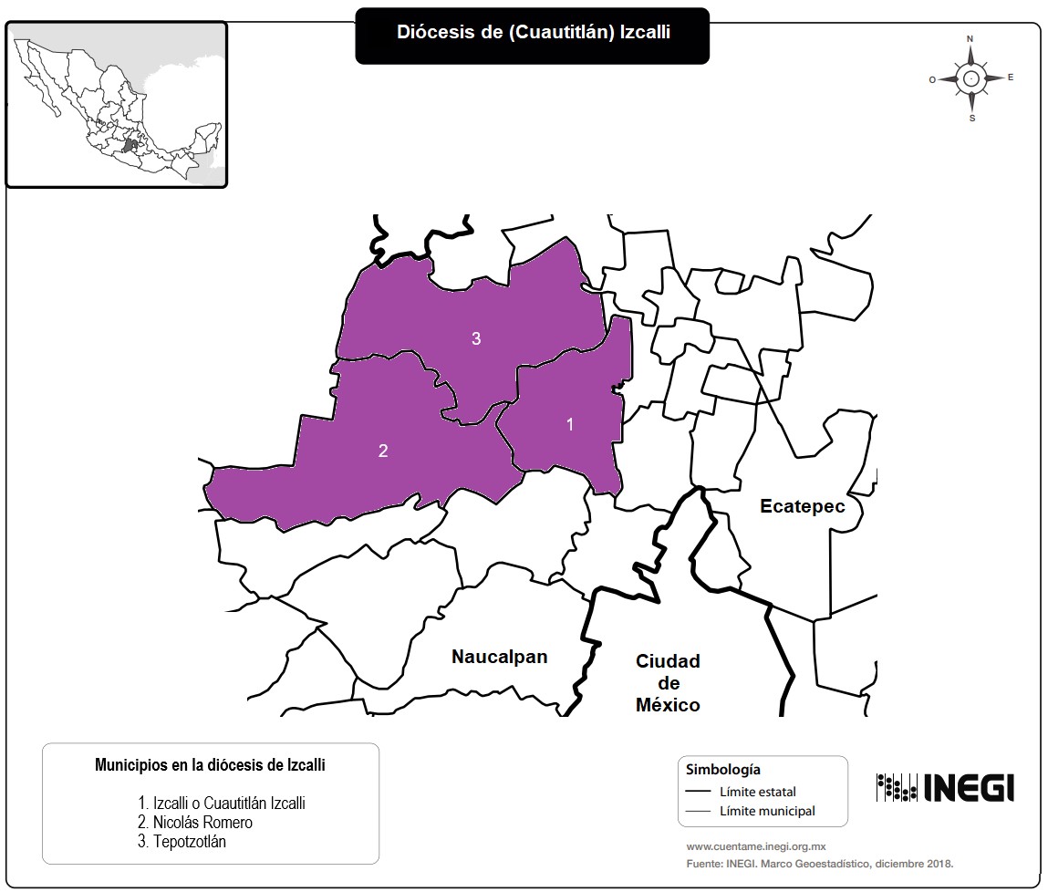 Los tres municipios mexiquenses en la diócesis de Izcalli. Los tres municipios mexiquenses en la diócesis de Izcalli.