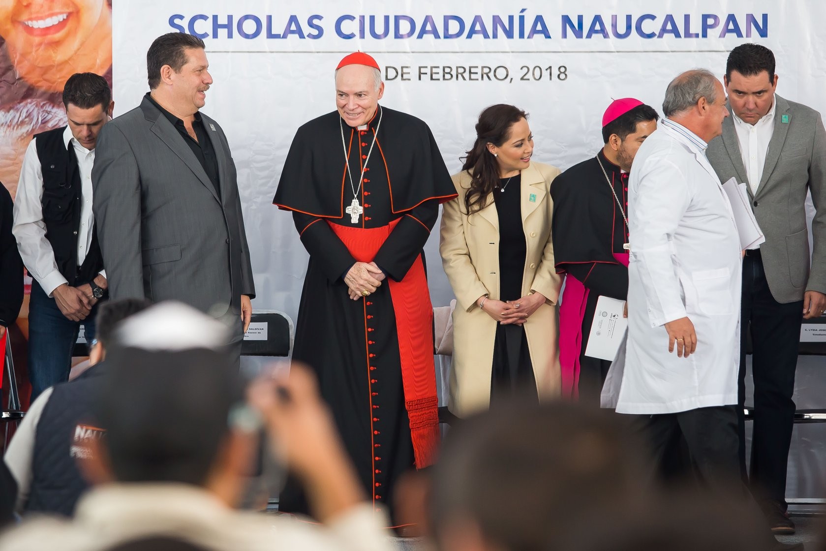 Cardinal Aguiar Retes attends a Scholas Occurrentes ceremony at the municipality of Naucalpan in February 2018. Scholas Occurrentes is a foundation promoted by Pope Francis. Photo from the Archdiocese of Tlalnepantla's social media. Cardinal Aguiar Retes attends a Scholas Occurrentes ceremony at the municipality of Naucalpan in February 2018. Scholas Occurrentes is a foundation promoted by Pope Francis. Photo from the Archdiocese of Tlalnepantla's social media.