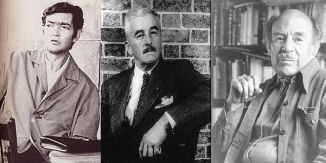 Cortázar, Faulkner y Valadés, de las páginas respectivas en Wikipedia.