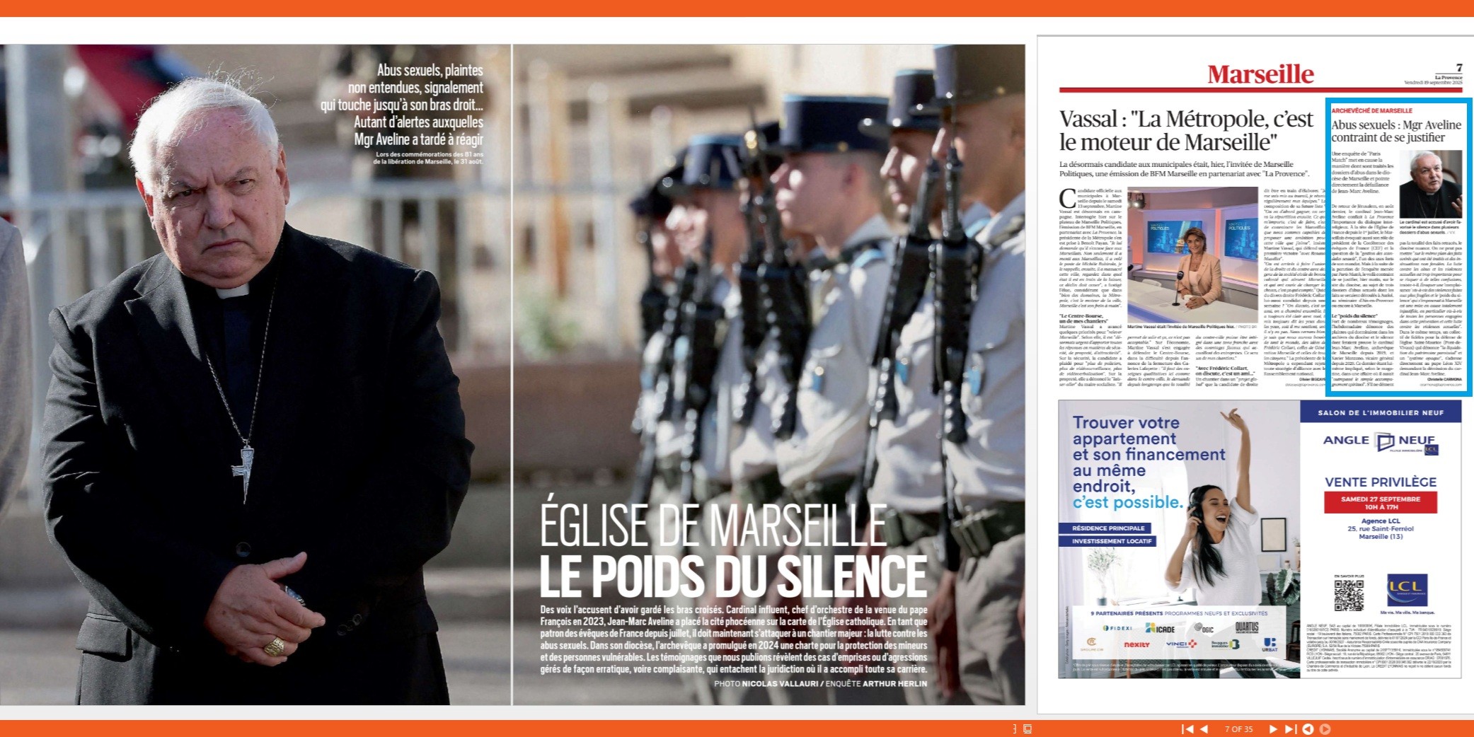“El peso del silencio“ es como Paris-Match cabecea su texto sobre el mal manejo de casos de abuso a manos del cardenal Aveline en Francia, mientras que La Provence reporta sobre el intento del cardenal de justificar su insisposición a actuar.