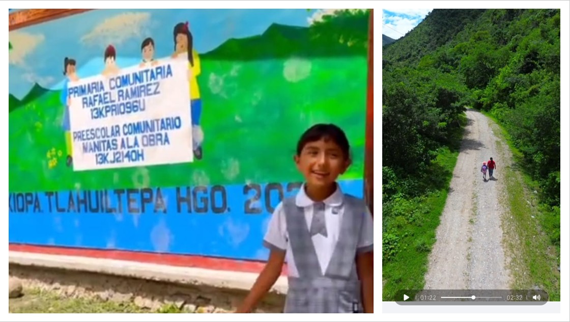 Niña indígena camina 16 km diarios para ir a la escuela en Hidalgo