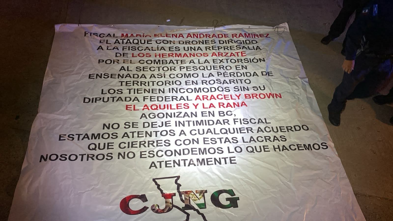 CJNG se atribuye ataque con drones a FGE en Tijuana con narcomantas