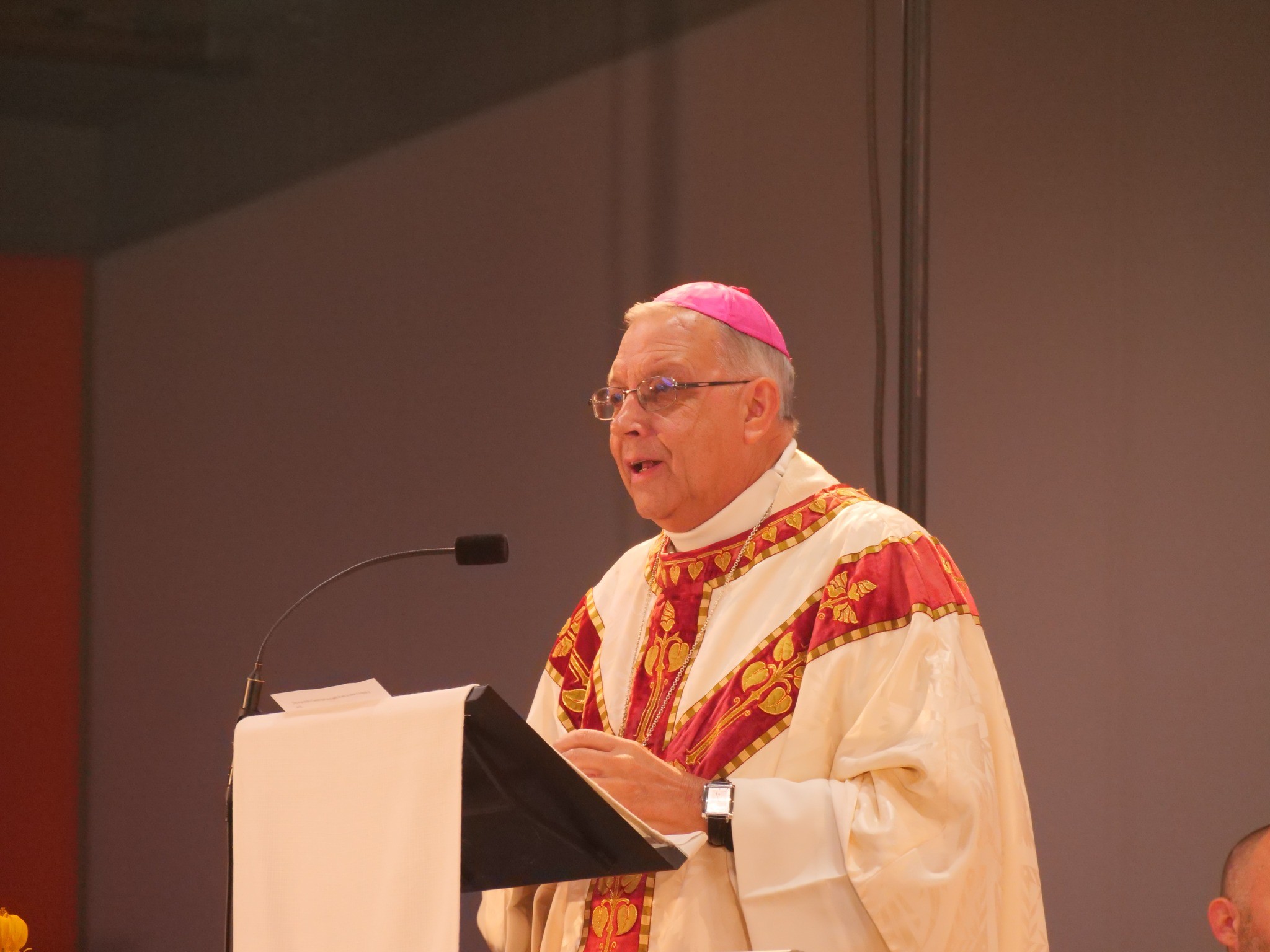 A picture from October 6, 2024, has bishop Gusching presiding over the ordination of a permanent deacon for his diocese of Verdun, France. From his former diocese social media.