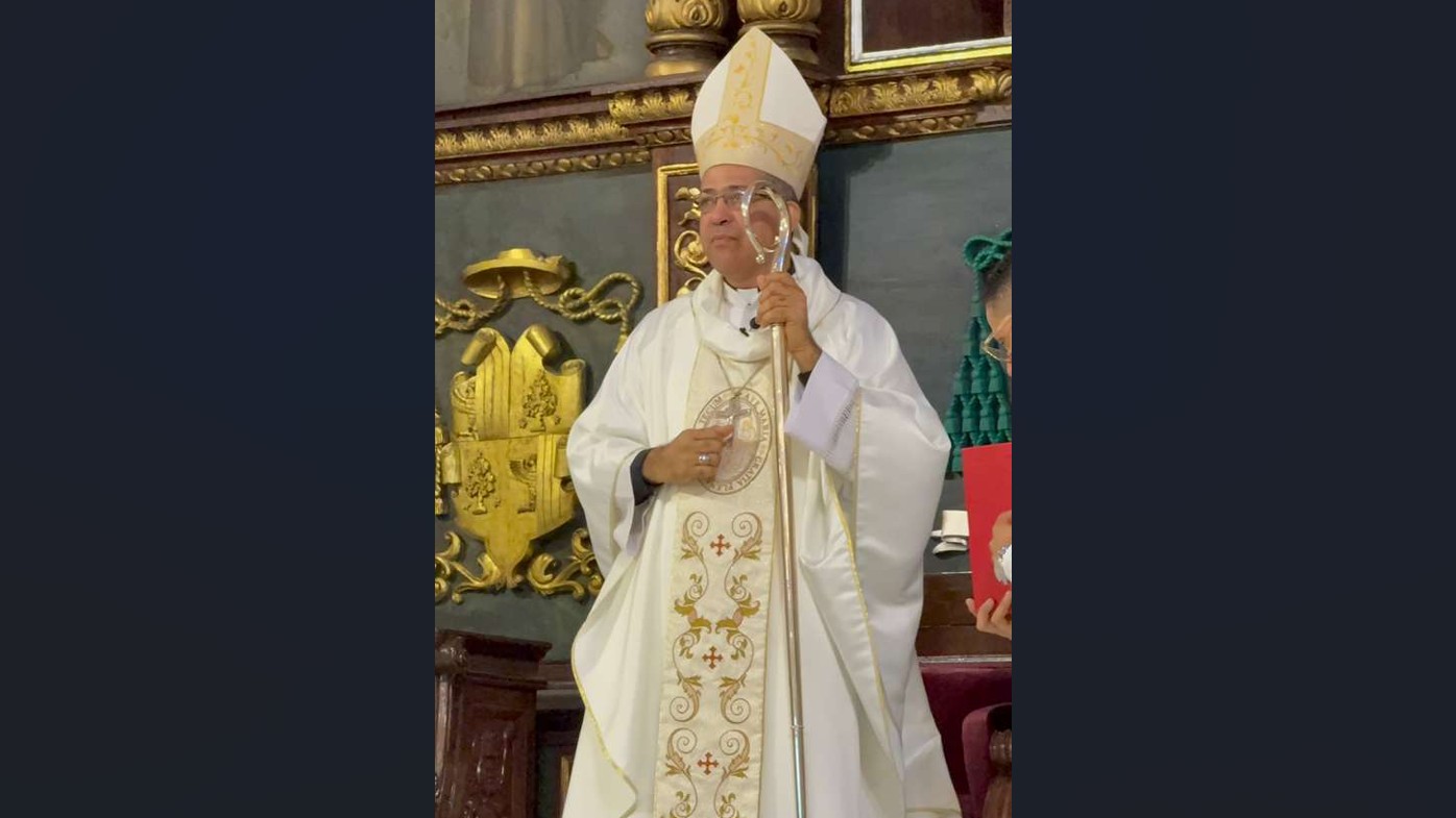 Carlos Tomás Morel Diplán durante su instalación como arzobispo coadutor de Santo Domingo, República Dominicana, noviembre 11, 2025. De las redes sociales de su arquidiócesis.