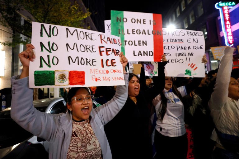 Protesta en Charlotte contra las deportaciones masivas. Foto Getty Images.