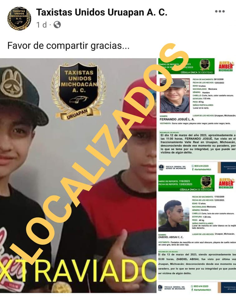 Reporte oficial de localizado unos días después. Reporte oficial de localizado unos días después.