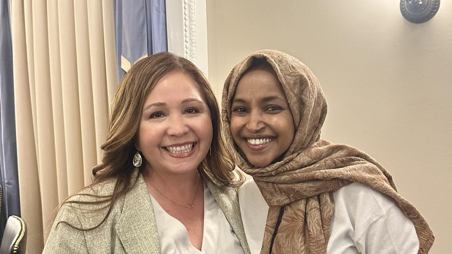 U.S. Congresswomen Adelita S. Grijalva and Ilhan Omar at the former's office, December 4, 2025. From Rep. Grijalva's Facebook profile. 