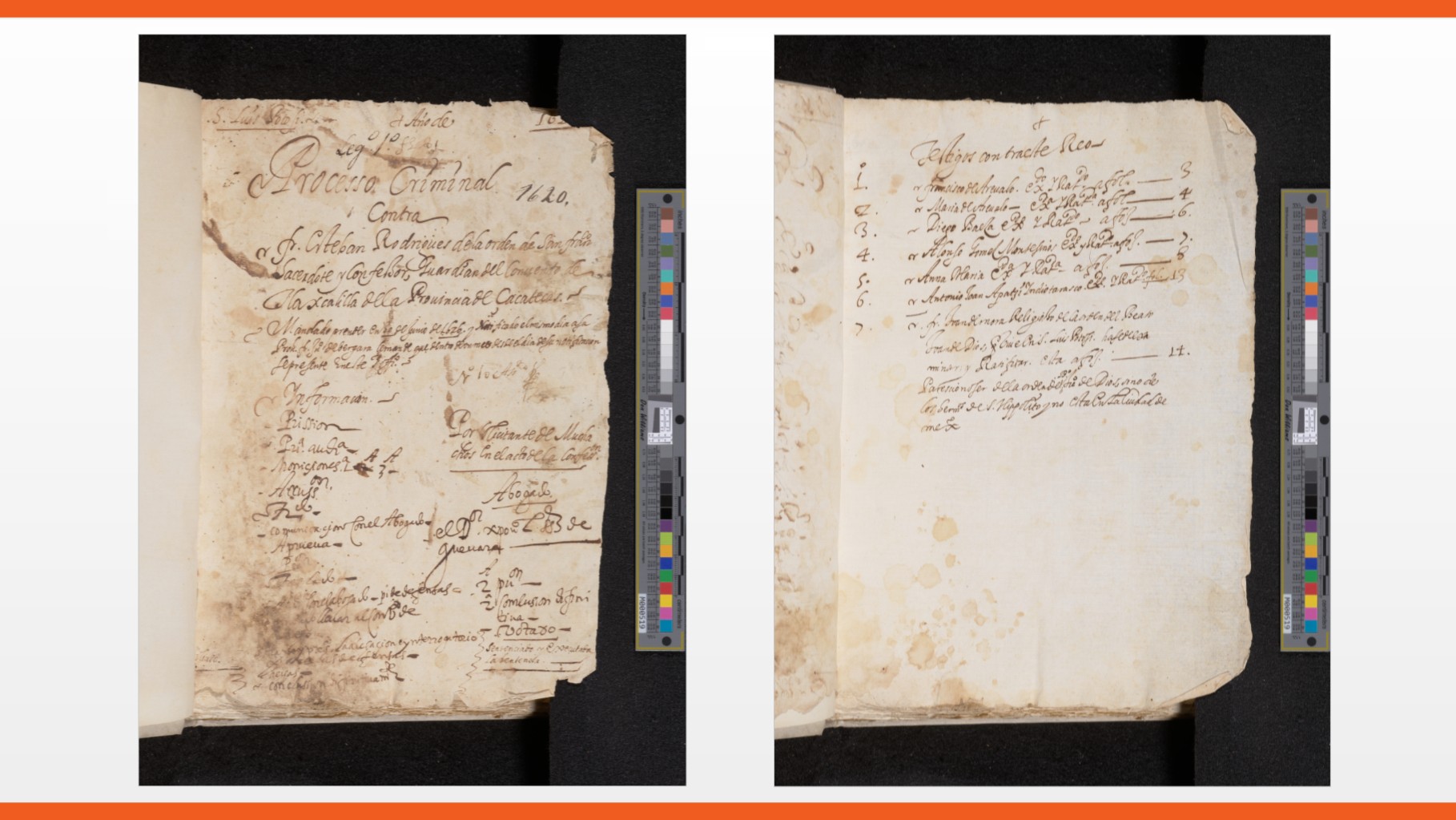 The first two pages of the file with the 1622 trial for the 