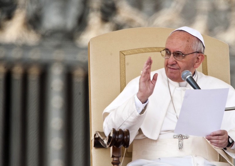 Pope Francis during his general audience in Saint Peter's square at Rome, April 17, 2013. Picture by Mazur/catholicnews.org.uk. 