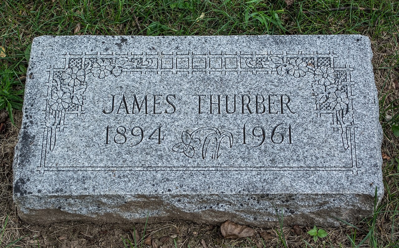 Lápida funeraria de Thurber en Green Lawn Cemetery. Wikimedia @ commons.wikimedia.org/w/index.php?curid=77306580