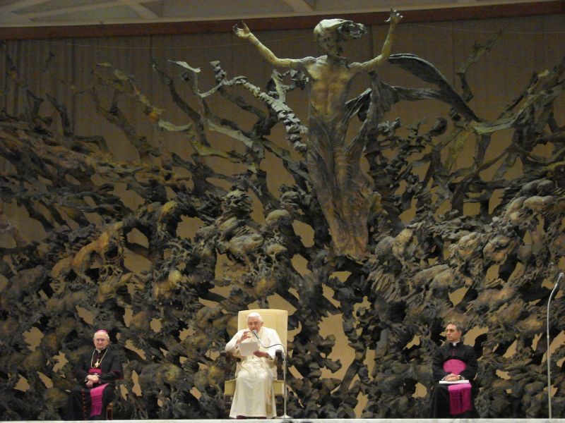 Pope Benedict XVI presides over a Catechesis at the Paul VI Hall in Vatican City, March 11, 2008. Picture by Gaurav Shroff @ www.flickr.com/photos/82253519@N00/2344957281. Pope Benedict XVI presides over a Catechesis at the Paul VI Hall in Vatican City, March 11, 2008. Picture by Gaurav Shroff @ www.flickr.com/photos/82253519@N00/2344957281.