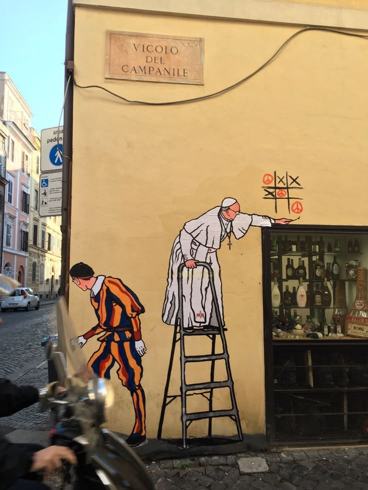 Una de las obras atribuidas a Bansky en Roma. Una de las obras atribuidas a Bansky en Roma.