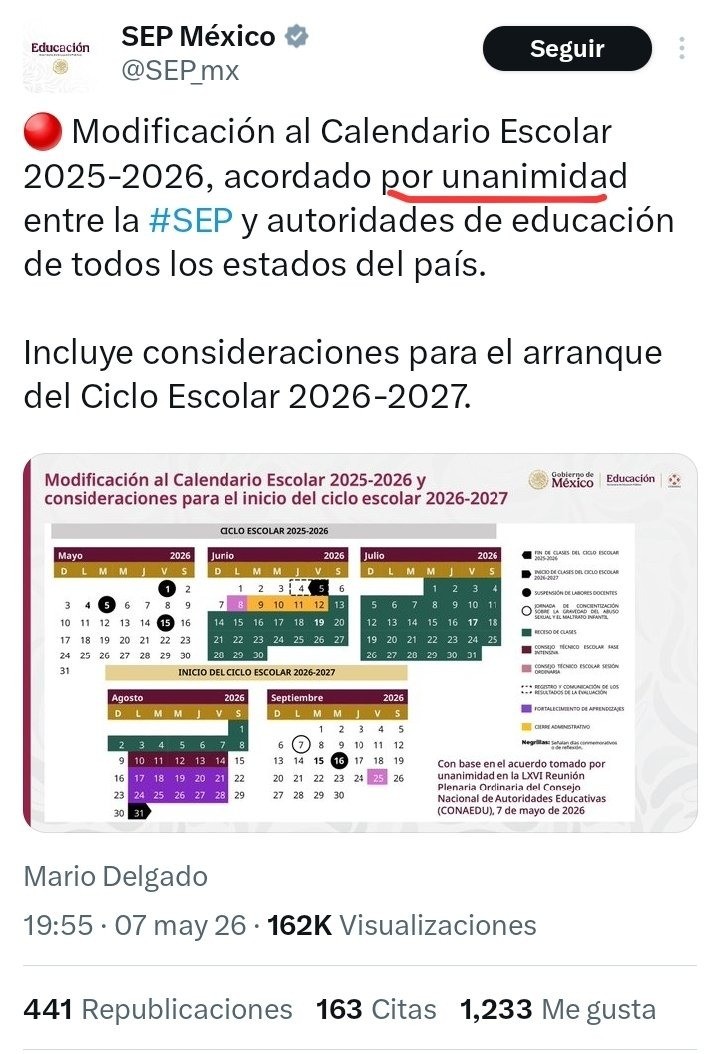 Captura de pantalla de la cuenta de la Secretaría de Educación Pública en redes sociales. Captura de pantalla de la cuenta de la Secretaría de Educación Pública en redes sociales.