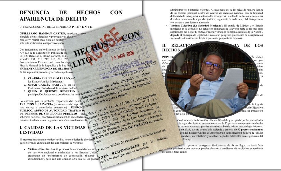 Sheinbaum y Harfuch denunciados por extradición de 92 mexicanos a EEUU