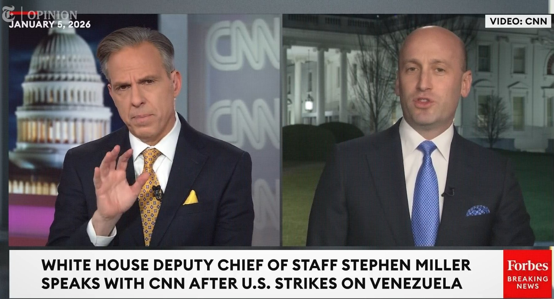 Stephen Miller durante un programa en CNN en enero de 2026, captura de pantalla de la entrevista Klein-Harari. Stephen Miller durante un programa en CNN en enero de 2026, captura de pantalla de la entrevista Klein-Harari.