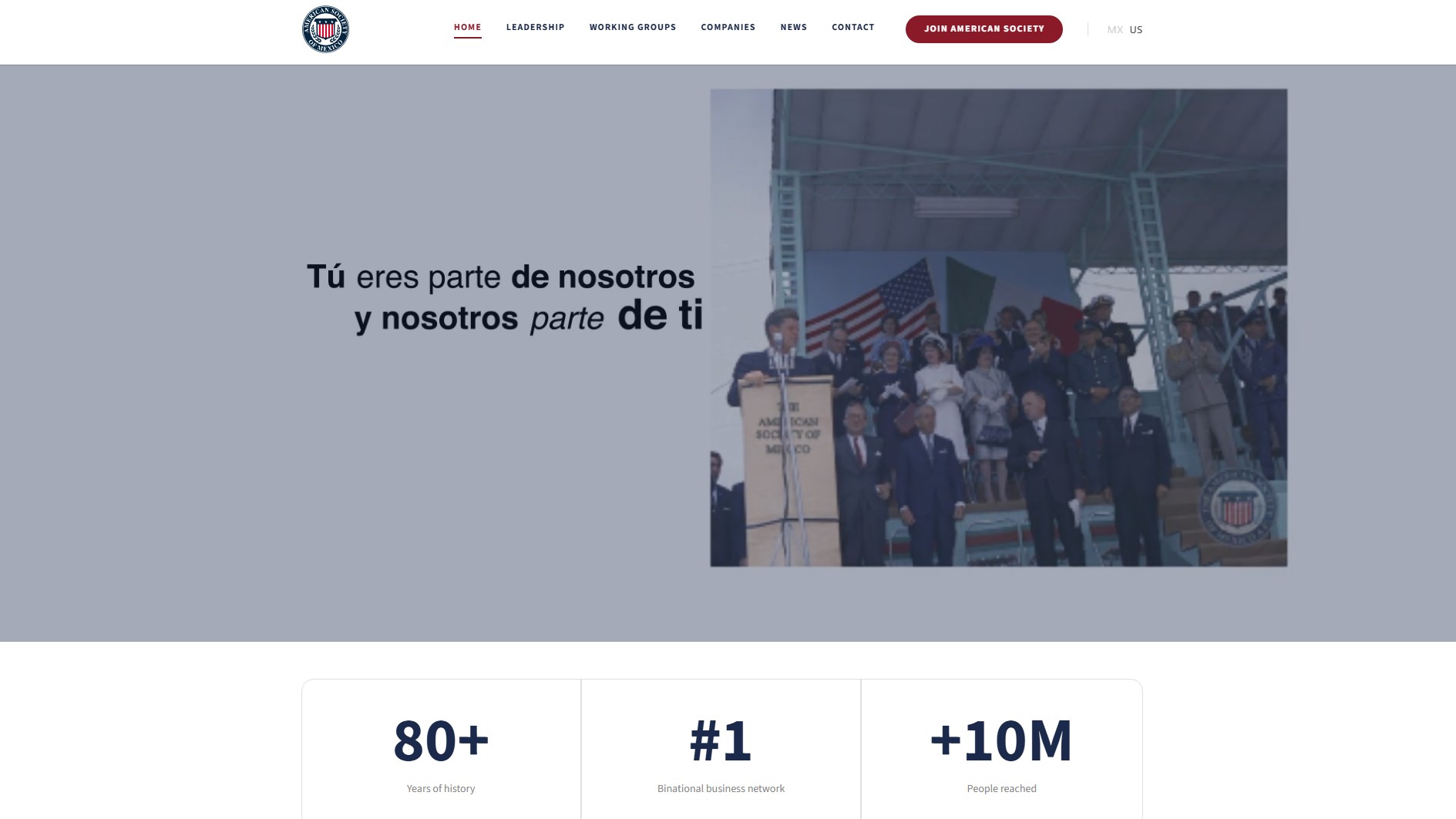 Captura de pantalla del sitio de AmSoc.