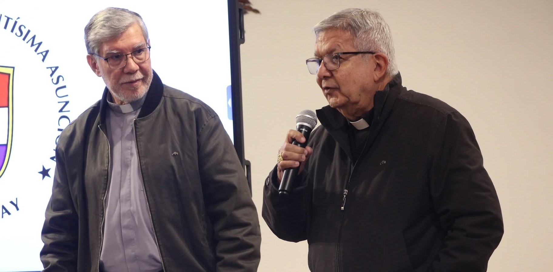 To the right, Cardinal Adalberto Martínez Flores, archbishop of Asunción, Paraguay, and an unidentified priest, May 2026. From the Archdiocese of Asunción Facebook profile. To the right, Cardinal Adalberto Martínez Flores, archbishop of Asunción, Paraguay, and an unidentified priest, May 2026. From the Archdiocese of Asunción Facebook profile.