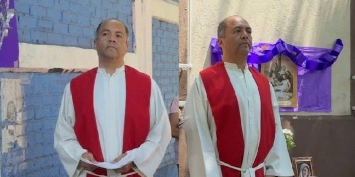 Enrique Esquivel Rodríguez, the pastor at the Saint Martin of Porres parish in Mexico City at two different stations of a Via Crucis. Images published on April 17, 2026 by the parish's Facebook profile. Enrique Esquivel Rodríguez, the pastor at the Saint Martin of Porres parish in Mexico City at two different stations of a Via Crucis. Images published on April 17, 2026 by the parish's Facebook profile.