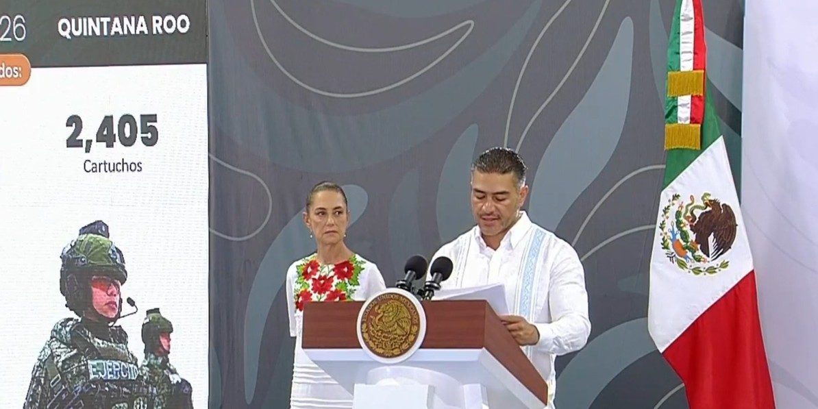 Claudia Sheinbaum y Omar García Harfuch en Tulum, 17 de julio de 2026. Claudia Sheinbaum y Omar García Harfuch en Tulum, 17 de julio de 2026.