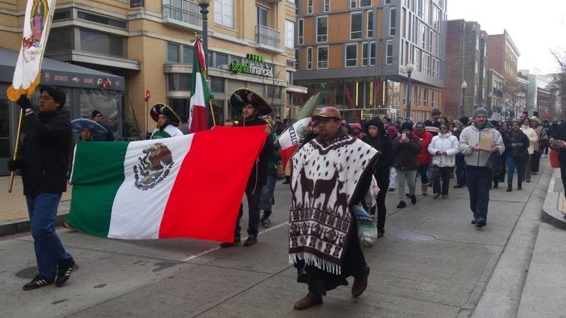 Leading a Mexican parade and wearing a sarape, Urbano Vázquez, December 12, 2014. From the Facebook profile of the Shrine of the Sacred Heart, Washington, D.C. Leading a Mexican parade and wearing a sarape, Urbano Vázquez, December 12, 2014. From the Facebook profile of the Shrine of the Sacred Heart, Washington, D.C.